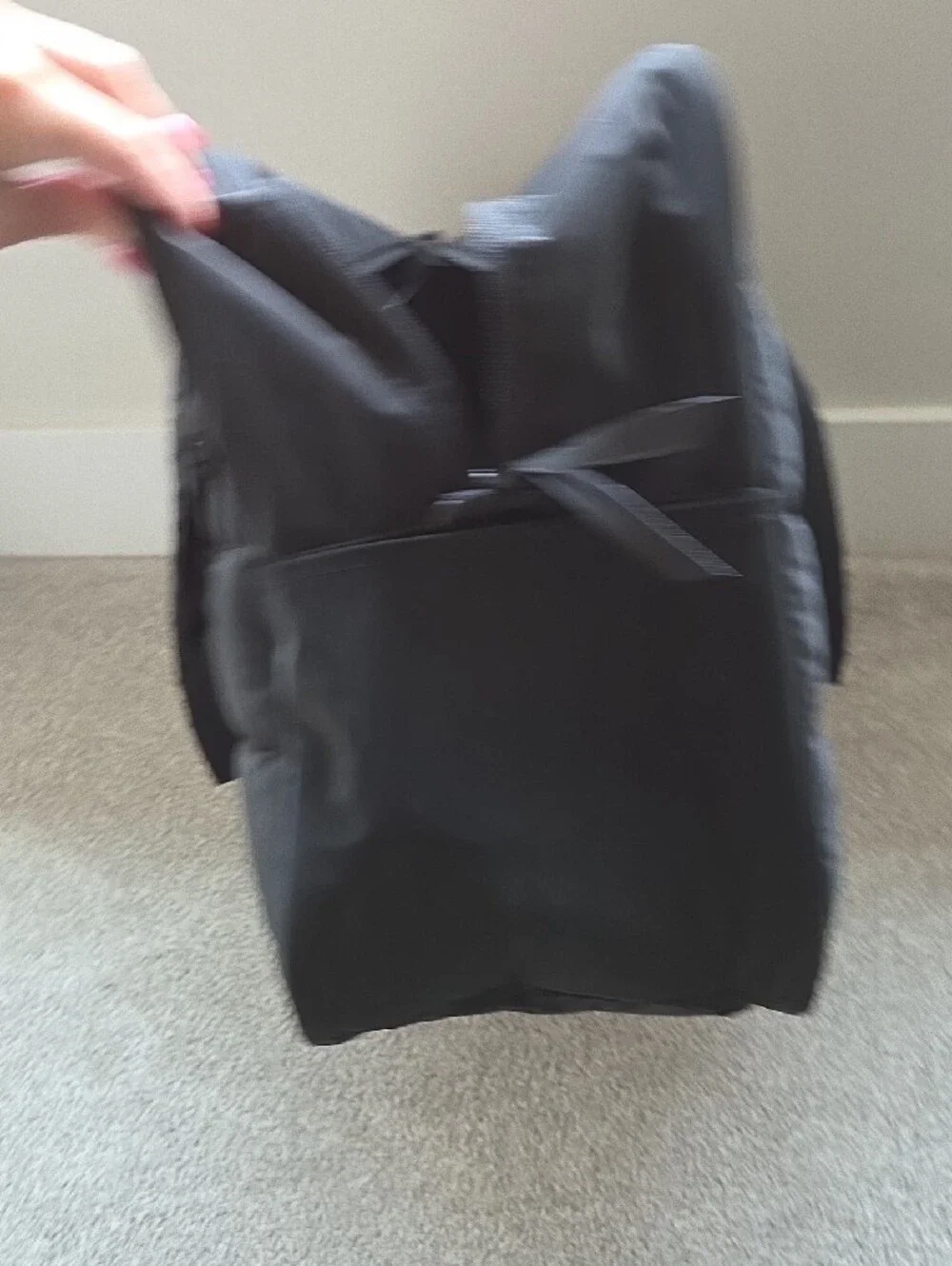 Black Quilted Duffel Tote Bag